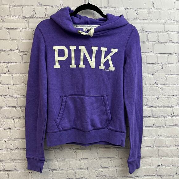 Victoria's Secret PINK Y2K Purple Logo Pullover Hoodie 2011 Soft Casual - Picture 2 of 6